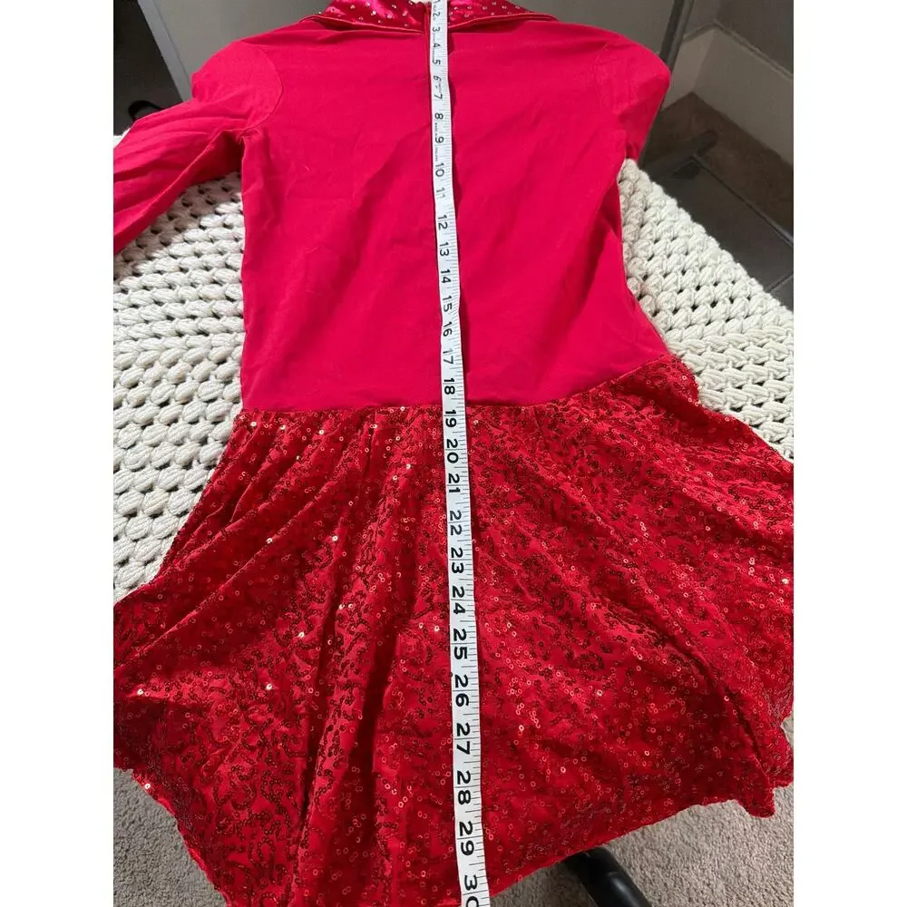 0199 Weissman Blackbird Red Tap Jazz Dance Costume SA Rhinestone Dress - Picture 7 of 7